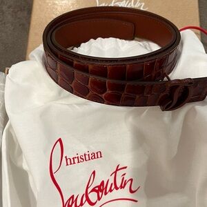 Christian Louboutin Brown Crocodile Embossed women’s Belt